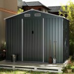 Costway abri de jardin 37m2 - portes coulissantes 4 arationscabane pour rangement outilsvlo poubelle ...