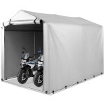 Costway abri de rangement extrieur 160x218x164 cm - acier galvanis - porte avant enroulable - housse ...