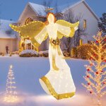Costway ange de noël Éclairé 160 cm pré - illuminé avec halo ailes et 180 lumières led blanc chaud piquets ... Costway ange de noël Éclairé 160 cm pré - illuminé avec halo ailes et 180 lumières led blanc chaud piquets ...