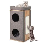 Costway arbre à chat rectangulaire à 3 niveaux avec couverture amovible du condo, tour à griffer pour ... Costway arbre à chat rectangulaire à 3 niveaux avec couverture amovible du condo, tour à griffer pour ...