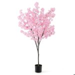 Costway arbre de fleurs de cerisier artificiel 190 cm 1170 fleurs roses dcoration dintrieur pour bureau ...