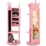 Costway armoire à bijoux enfants base pivotante miroir sur pied grande capacité de rangement support ... Costway armoire à bijoux enfants base pivotante miroir sur pied grande capacité de rangement support ...