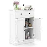 Costway armoire de salle de bain avec 2 portes tiroir et tagre rglable pour cuisine salon salle  ...