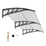 Costway auvent marquise de porte et fentre 199 x 99 cm - en polycarbonate - protection solaire upf50 ...
