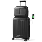 Costway bagage de cabine 20 trousse  cosmtiques 14 avec serrure tsa port usb roulettes approuv par ...