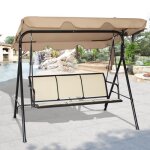 Costway balancelle de jardin 3 places en polyester et acier avec toit anti - uv rglable pour balcon, ...
