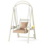 Costway balancelle de jardin portique avec motif feuillescoussins inclus. - mini tables latrales pour ...