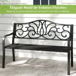 Costway banc de jardin extérieur 121cm en fonte 2 - 3 personnes dossier à motif floral siège à lattes ... Costway banc de jardin extérieur 121cm en fonte 2 - 3 personnes dossier à motif floral siège à lattes ...