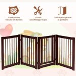 Costway barrière de sécurité pour chien pilable 203 x 76cm en bois de pin 4 pièces avec porte pivotante ... Costway barrière de sécurité pour chien pilable 203 x 76cm en bois de pin 4 pièces avec porte pivotante ...