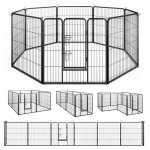 Costway barri�re de s�curit� h80cm pour chien 8 panneaux parc portable pliable avec porte int�rieur ext�rieur ...