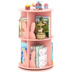 Costway bibliothque d?angle ronde et rotative pour enfants  2 niveaux tagre de rangement pivotante ...