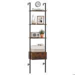 Costway biblioth�que murale 1775 cm � 5 niveaux avec tiroir biblioth�que �chelle avec cadre m�tallique ...