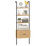 Costway biblioth�que murale �chelle 184cm � 5 niveaux cabinet en rotin cadre en m�tal �tag�re ouverte ...