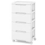 Costway tour de rangement  roulettes5 tiroir meuble rangement en plastique pour bureaucolesalle de ...