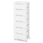Costway tour de rangement � roulettes7 tiroir meuble rangement en plastique pour bureau�colesalle de ...