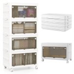 Costway boîte rangement plastique 168l 4 caisses de rangement pliables avec 4 roulettes et couvercles ... Costway boîte rangement plastique 168l 4 caisses de rangement pliables avec 4 roulettes et couvercles ...