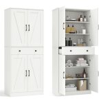 Costway buffet de cuisine 183cm 4 portes tiroir 3 �tag�res ajustables 2 kits anti - basculement pour ...