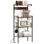 Costway buffet de cuisine � 4 niveaux avec prises de courant support pour micro - ondes avec 8 crochets ...