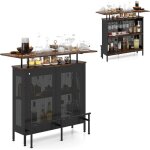 Costway buffet de cuisine industriel en m�tal 2 �tag�res de vin 6 supports de verres 7 pieds r�glables ...