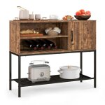 Costway buffet latral avec prises lectriques & ports usb racks  vin & tagres de rangement pour cuisine ...