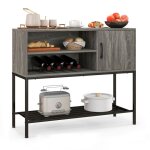 Costway buffet lat�ral avec prises �lectriques & ports usb racks � vin & �tag�res de rangement pour cuisine ...