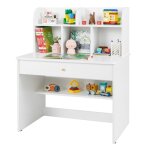 Costway bureau pour enfants 6 ans + avec clapier et 1 tiroir bibliothque de rangement pour lire tudier ...