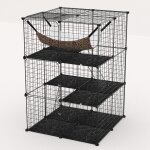 Costway cage pour animaux  3 niveaux de 107 cm hamac 2 echelles 3 portes et 1 fentre niche en fil mtallique ...