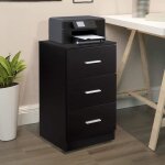 Costway caisson de bureau meuble de rangement avec 3 tiroirs pour lettredossiers et documents noir