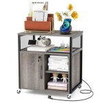 Costway caisson bureau avec porte et armoire lat�rale etag�res r�glables cadre m�tallique station de ...