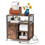 Costway caisson bureau avec porte et armoire lat�rale etag�res r�glables cadre m�tallique station de ...