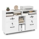 Costway caisson bureau à roulettes avec 4 tiroirs verrouillables dossiers suspendus au a4 lettre pour ... Costway caisson bureau à roulettes avec 4 tiroirs verrouillables dossiers suspendus au a4 lettre pour ...