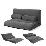 Costway canap� lit / chauffeuse convertible - 2 places dossier r�glable 6 positions tissu velours c�tel� ...