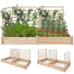 Costway carré potager en bois de sapin - 222x114x110cm - 3 treillis, base ouverte - vignes grimpantes, ... Costway carré potager en bois de sapin - 222x114x110cm - 3 treillis, base ouverte - vignes grimpantes, ...