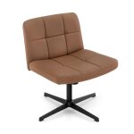 Costway chaise de bureau rembourre en cuir pu pivotante sans accoudoirs rglable en hauteur 45 - 58 ...