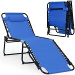 Costway chaise longue pliante avec appuie - tte amovible dossier rglable  4 positions acier antirouille ...