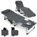 Costway chaise longue pliante avec oreiller amovible et cavit faciale dossier rglable  5 positions ...