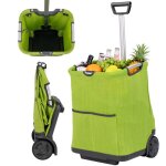Costway chariot de courses pliable de 50�l avec 3 poches poign�e r�tractable chariot portable pour courses ...