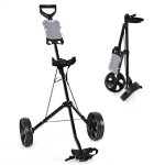 Costway chariot de golf 2 roues pliable en eva avec emplacements pour 4 tees 4 balls et tableau de score ...