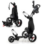 Costway chariot de golf �lectrique pliable avec poign�e ajustable 9 vitesses porte - boisson porte - ...