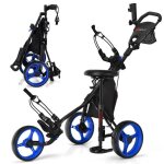 Costway chariot de golf pliable 3 roues - 4 hauteurs réglables - siège hydraulique - porte - parapluie ... Costway chariot de golf pliable 3 roues - 4 hauteurs réglables - siège hydraulique - porte - parapluie ...