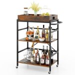 Costway chariot de service  3 niveaux plateau amovible 4 roulettes verrouillables poigne pratique garde ...