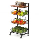 Costway chariot de service  4 tagres 3 paniers amovibles hauteur rglable desserte de cuisine  roulettes ...