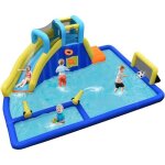 Costway chteau gonflable 6 en 1 avec escalade toboggan  jet d'eau grande piscine cadre de football ...
