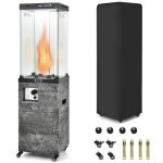 Costway chauffage extrieur gaz au propane 12kw / 41000btu protection anti - extinction acier roues verrouilla ...