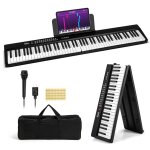 Costway clavier piano numrique 88 touches semi - leste pliable 1000 rythmes 1000 timbres 150 dmos ...