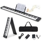 Costway clavier de piano numrique pliable 88 touches sensibles bluetooth midi haut - parleurs doubles, ...