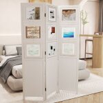 Costway cloison de separation paravent amovible intrieur - 3 panneaux - 121 x 170 cm avec 9 cadres photo ...