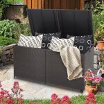 Costway coffre de rangement 662l en rotin pe avec 2 roulettes et 2 vrin  gaz, rsistant aux intempries, ...