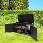 Costway coffre de rangement extrieure en rotin 335l 115 x 60 x 65 cm adre en acier noir