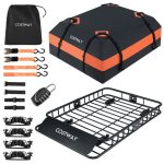 Costway coffre / sac de toit de voiture �tanche de 425 l 2 sangles � cliquet 4 crochets de porte sac ...